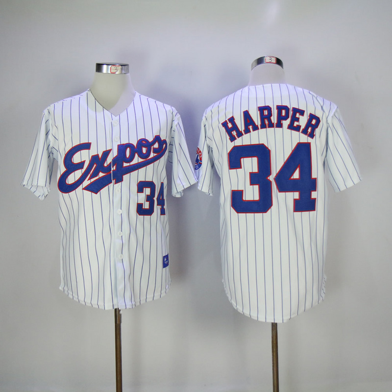 2017 MLB Montreal Expos #34 Harper White Throwback Jersey->st.louis cardinals->MLB Jersey